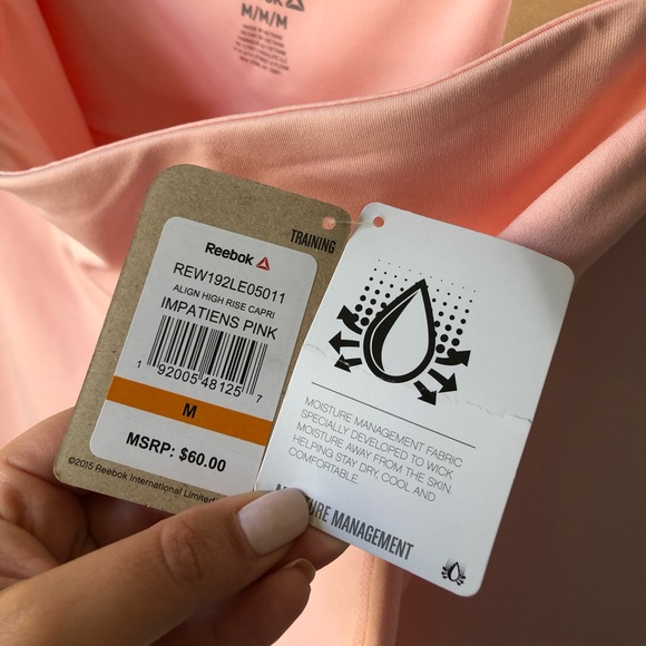 Reebok Women's Align High Rise Capri Leggings Impatiens Pink M - Picture 11 of 16